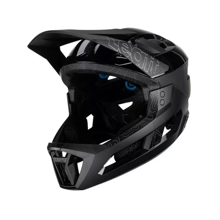 MTB Enduro 3.0 Helm, abnehmbarer Kinnschutz, 3 in 1, Schwarz, Größe M (55–59 cm) - image