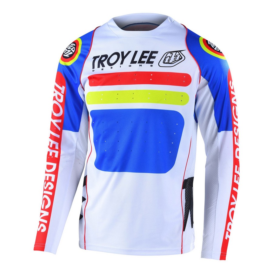 Long Sleeves MTB Sprint Drop In Jersey White/Blue Size L