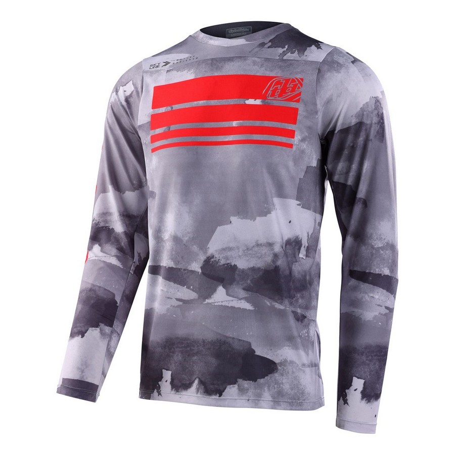 Long Sleeves MTB Skyline LS Jersey Blocks Cement Grey/Red Size L