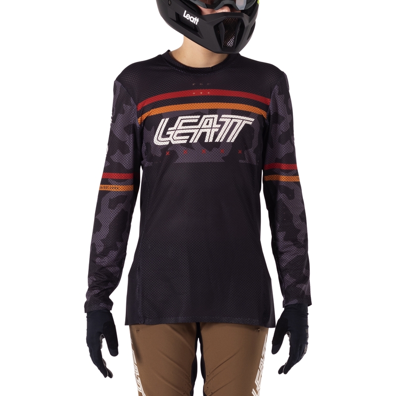 MTB Gravity 4.0 Langarmtrikot Kind Schwarz Größe S (120-130 cm)