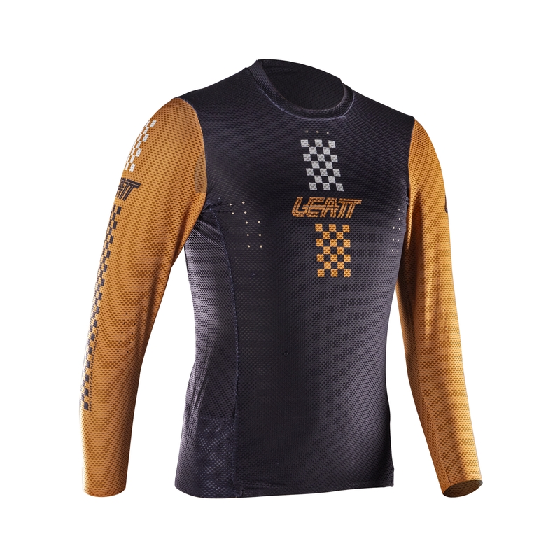 MTB Gravity 4.0 Langarmtrikot Kind Schwarz/Braun Größe M (130-140cm)