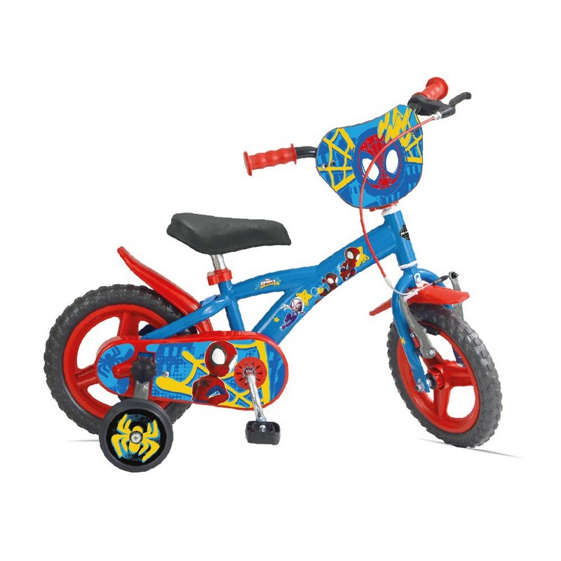 Kinderfahrrad 3-5 Jahre 12 Zoll Disney Spiderman 1 Gang Rot/Blau