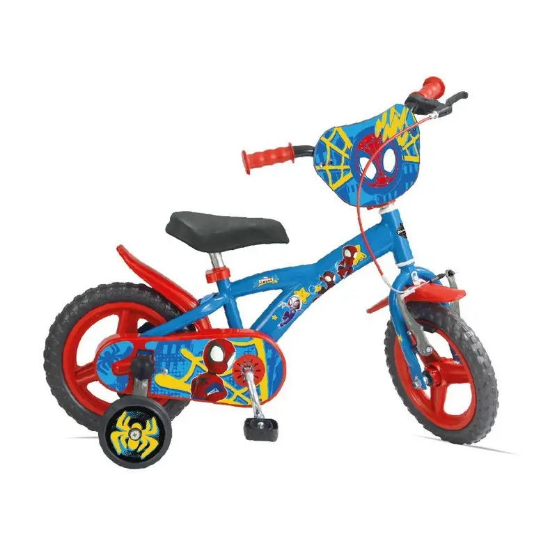 Kinderfahrrad 3-5 Jahre 12 Zoll Disney Spiderman 1 Gang Rot/Blau - image