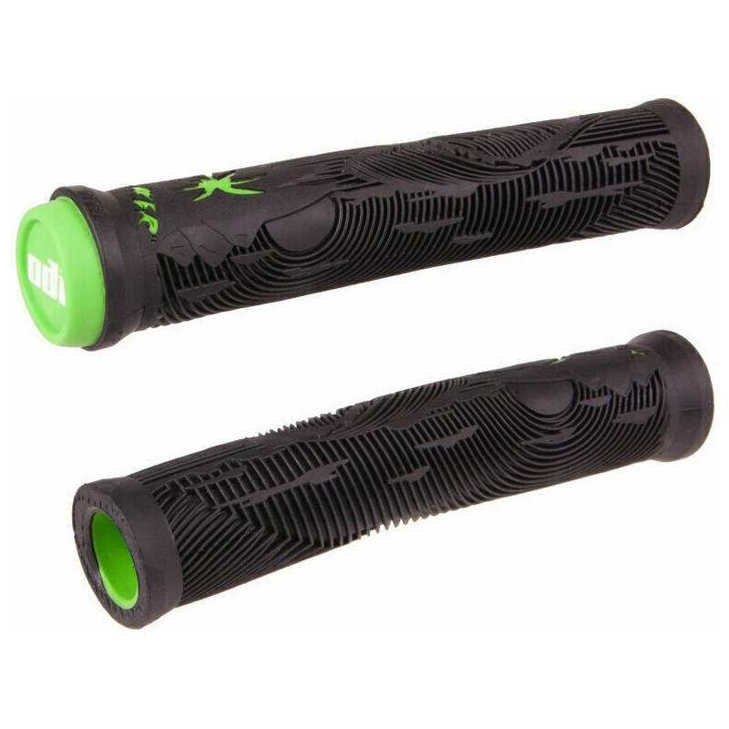 Puños BMX HUCKER FLANGELESS Negro y Verde 160mm