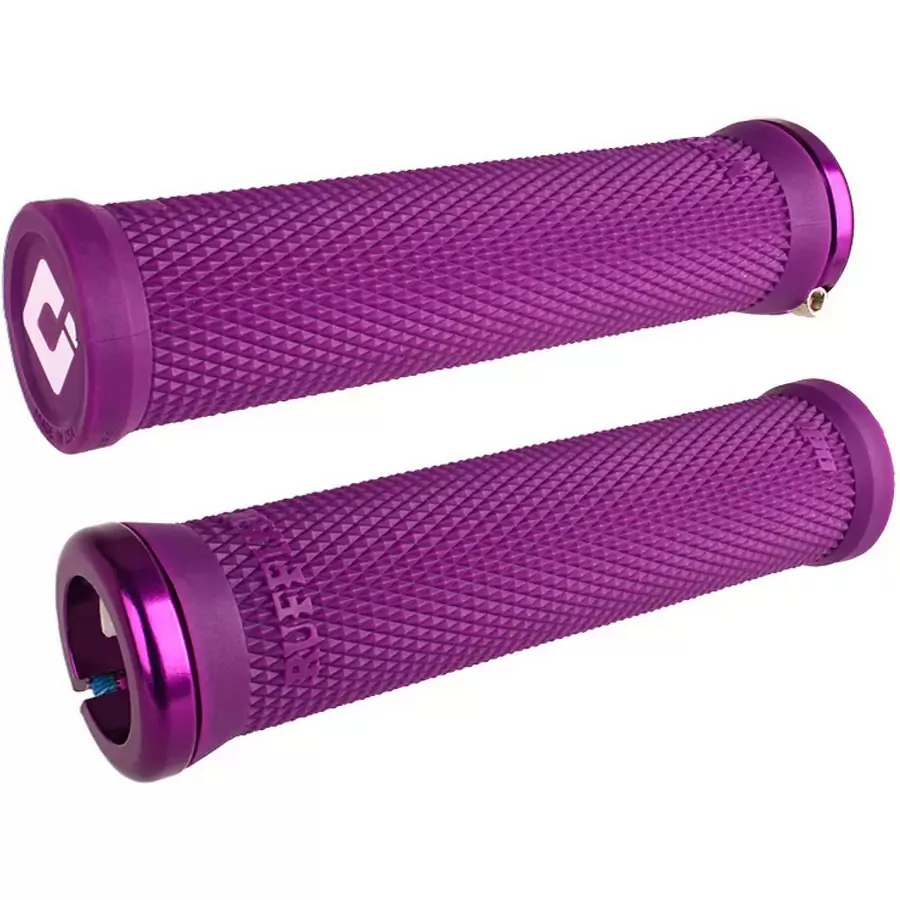 Par de puños MTB Ruffian V2.1 Lock-On azul con abrazaderas 30 mm x 135 mm morado - image