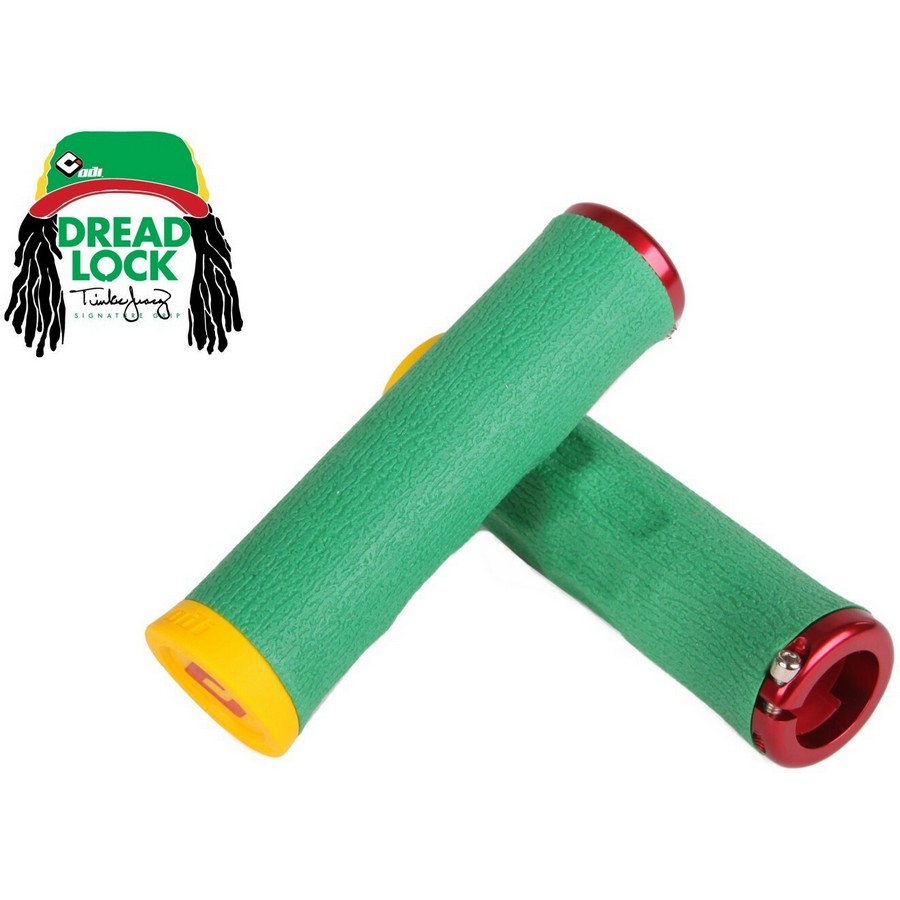 Paar MTB Dread Lock Griffe Rasta Tinker Juarez Signature 34,5 mm x 130 mm Grün/Gaillo