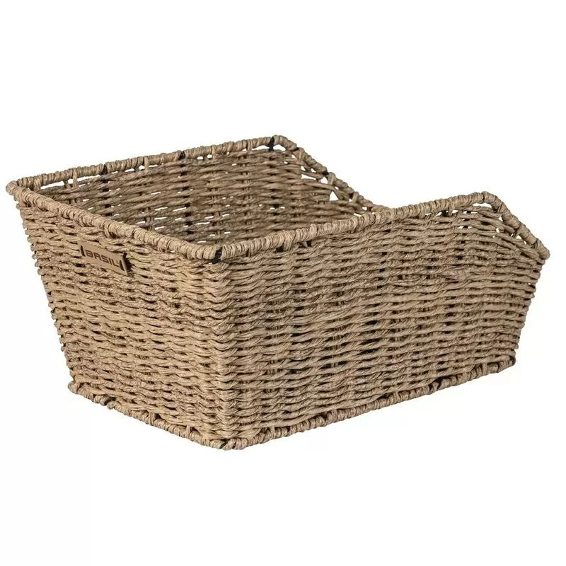 Panier de roue arrière Cento aspect rotin plastique à mailles serrées fixation fixe marron clair #1