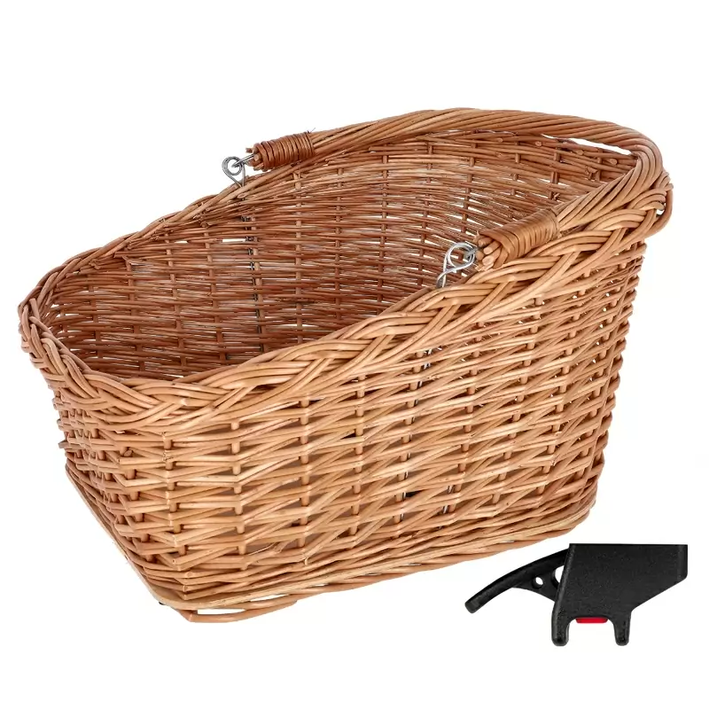 Cestino posteriore in vimini portapacchi 47x37x26 cm marrone con clip #1