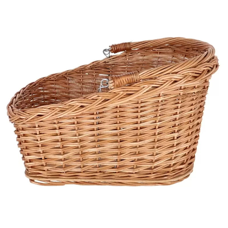 Cestino posteriore in vimini portapacchi 47x37x26 cm marrone con clip #2