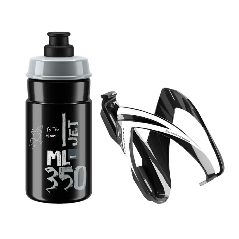 Bidón Jet 350ml Negro/Gris + Portabidón Negro/Blanco - image