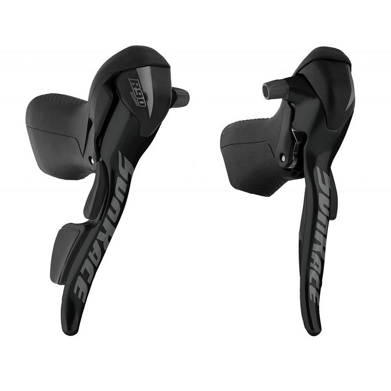 Manettes ROAD 2x9V en aluminium noir (paire)