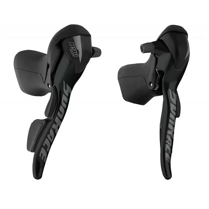 Manettes ROAD 2x9V en aluminium noir (paire) - image