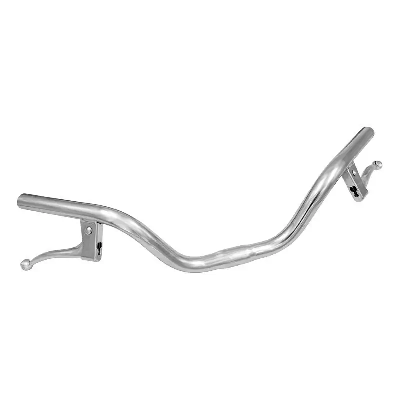 Manillar de bicicleta plegable de 22 mm en acero cromado plateado con palancas - image