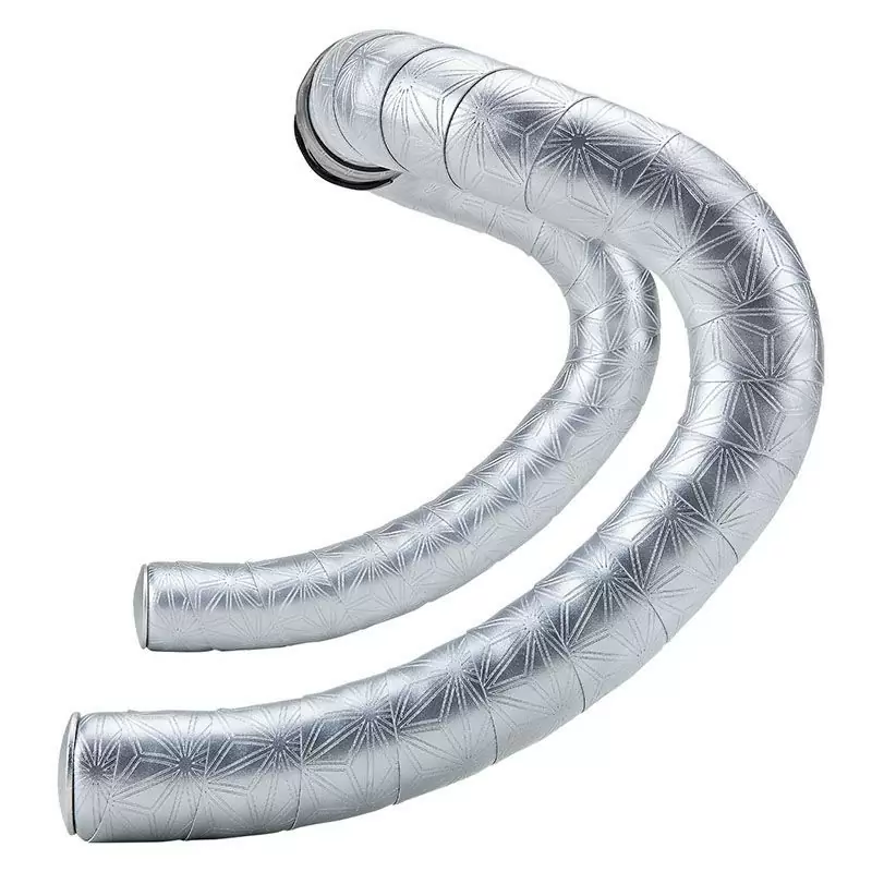 Cinta de manillar BLING en Super Sticky Kush Platinum + tapa plateada - image