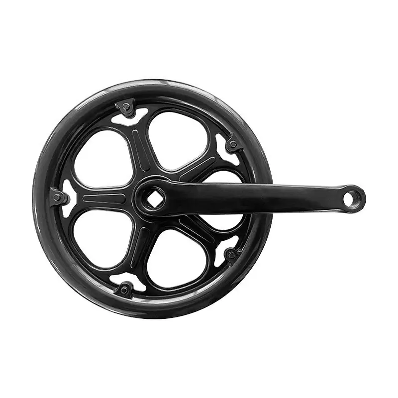 Juego de bielas para bicicleta plegable 1V 52 dientes x 170 mm negro + protector de cadena doble - image