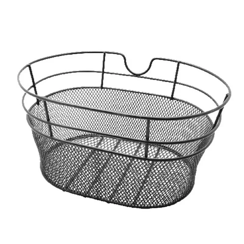 Cestino Anteriore Ovale 28,5X19,5X39Cm In Acciaio Maglia Varia Nero - image