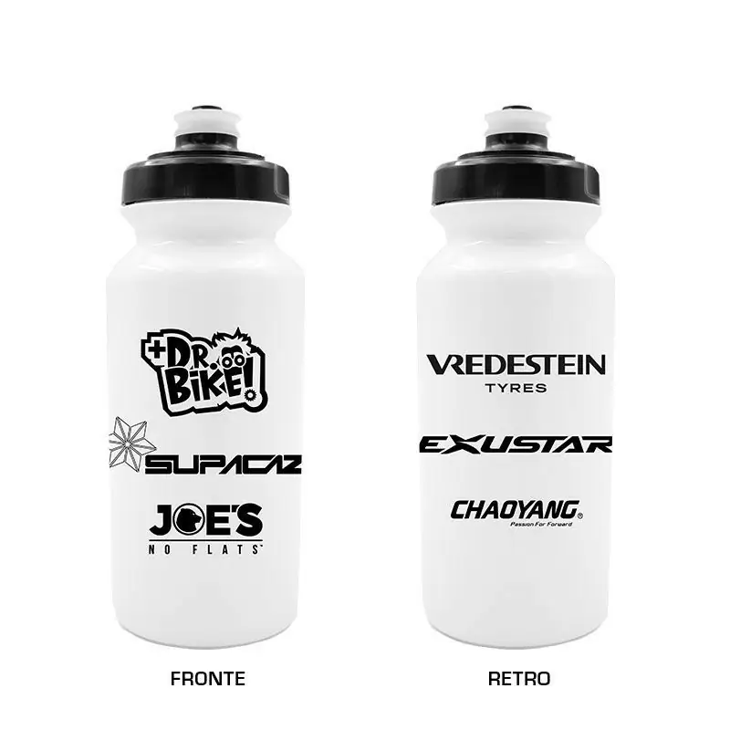 Garrafa de água FOX 500ml com gráficos de patrocinador branco/tampa preta - image