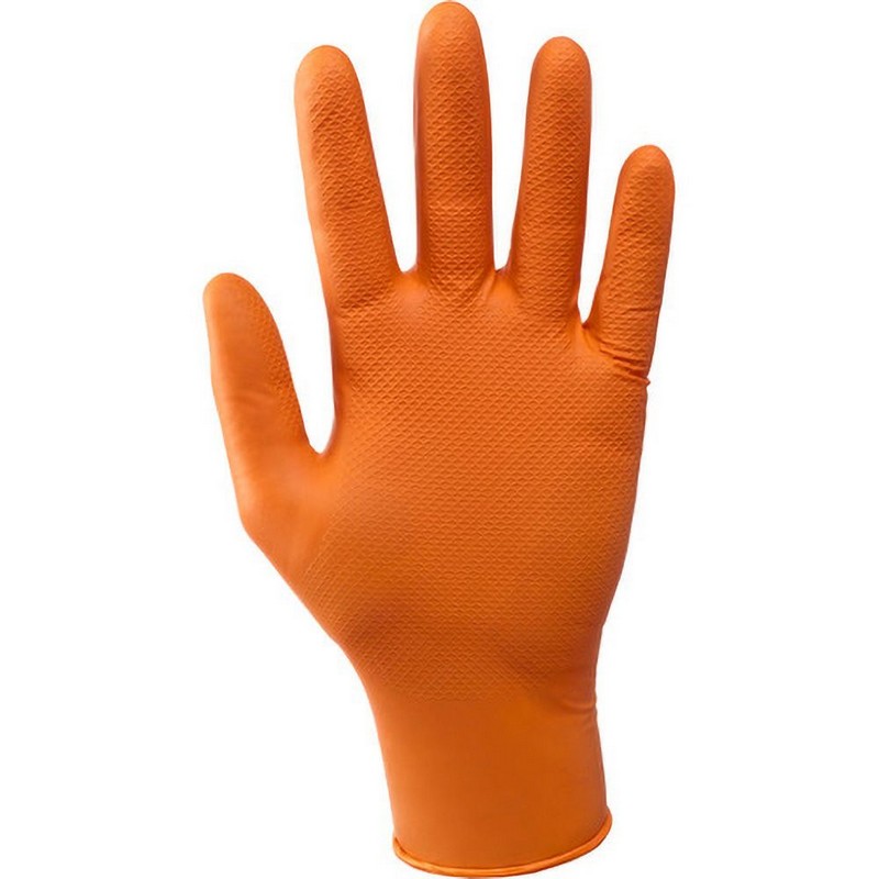 Box of 50 pcs Grease Monkey Orange Workshop Gloves size M