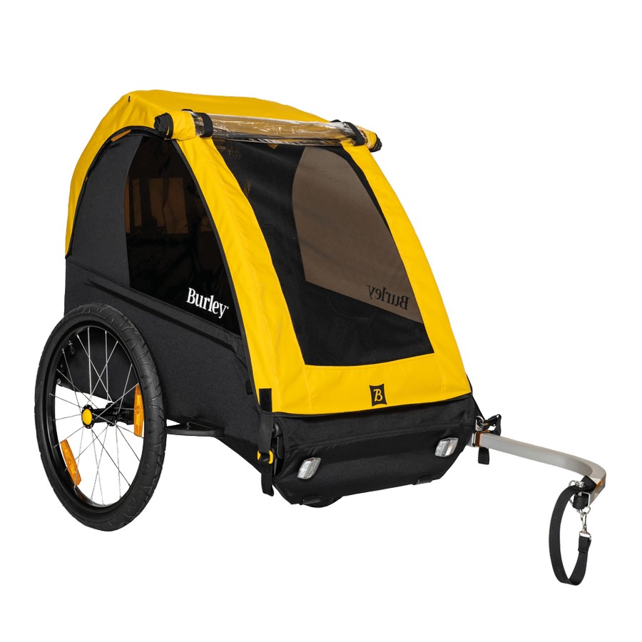 children's bike trailer burley bee double yellow/black