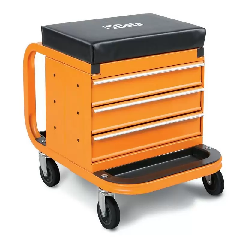 Work Seat 45x47x35cm with Orange Chest of Drawers - image