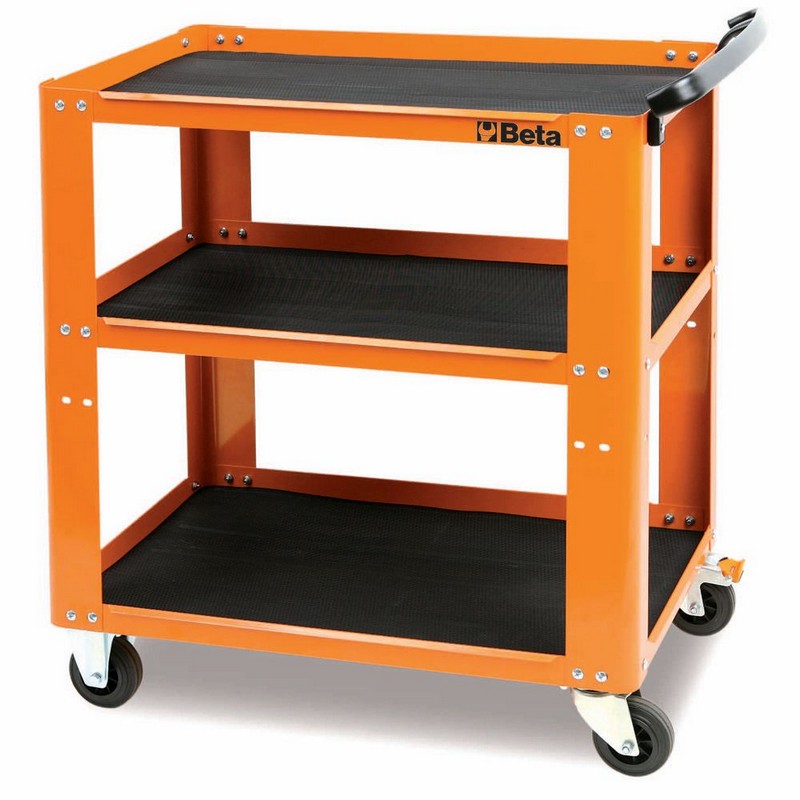 Trolley 80x45x90cm with 3 Orange Shelves
