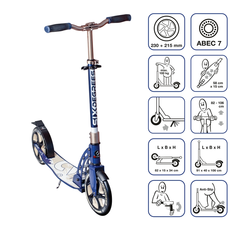 Scooter en aluminium bleu/crème 230/215mm