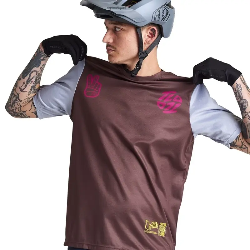 Linha de fluxo MTB ligou na manga Cassual Corte para meninos marrons tamanho XL #2