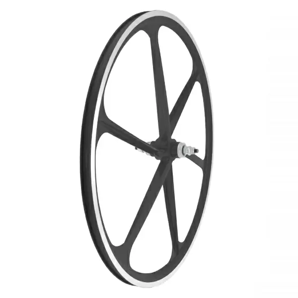 Rear wheel fixed track alloy 6 spokes 30mm black #1
