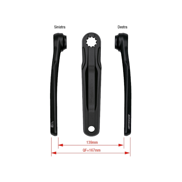 Par de bielas E-Bike CK-762/IS Wider Bosch/Brose/Yamaha/Polini/OLI 175mm negro