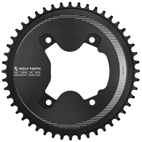 Plato Aero BCD 110 4 Orificios Compatible Shimano 12v Drop Stop ST 46D Negro - image