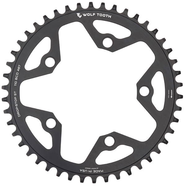 Kettenblatt BCD 110 5 Löcher Kompatibel Shimano 12v Drop Stop ST 46d Schwarz