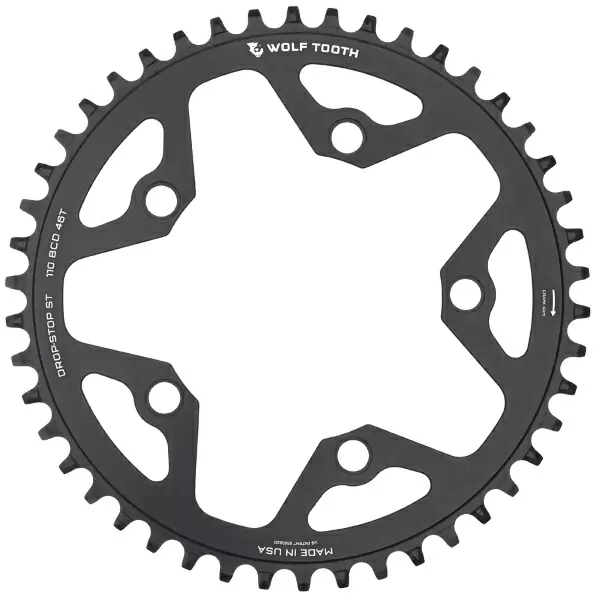 Kettenblatt BCD 110 5 Löcher Kompatibel Shimano 12v Drop Stop ST 46d Schwarz - image