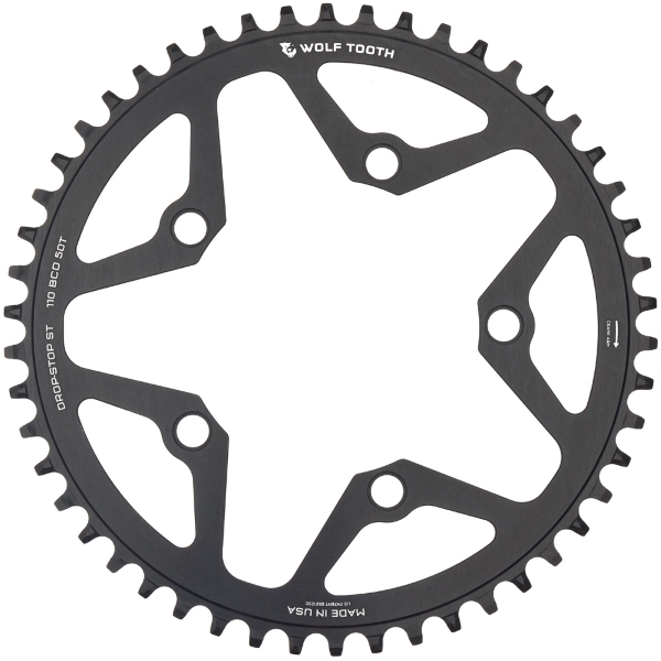 Prato BCD 110 5 Furos Compatível Shimano 12v Drop Stop ST 52d Preto
