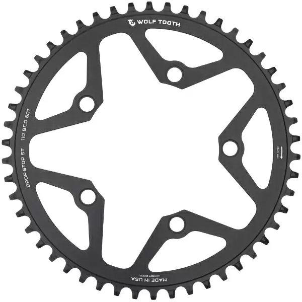 Prato BCD 110 5 Furos Compatível Shimano 12v Drop Stop ST 52d Preto - image