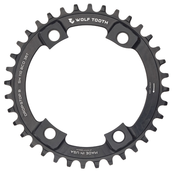 Plato Gravel BCD 110 4 Orificios Compatible 11/12v Drop Stop B 36T Negro