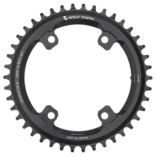Plato Gravel BCD 110 4 Orificios Compatible GRX 11v / Sram 12v Drop Stop B 42D Negro - image