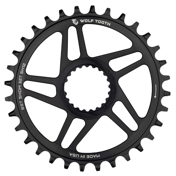Direkt montiertes Kettenblatt, kompatibel mit Shimano 12 V Drop Stop 34d, Schwarz