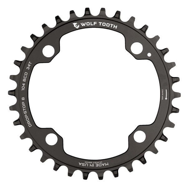 Plato E-Bike BCD 104 4 Orificios 11/12v Drop Stop B 36d Negro