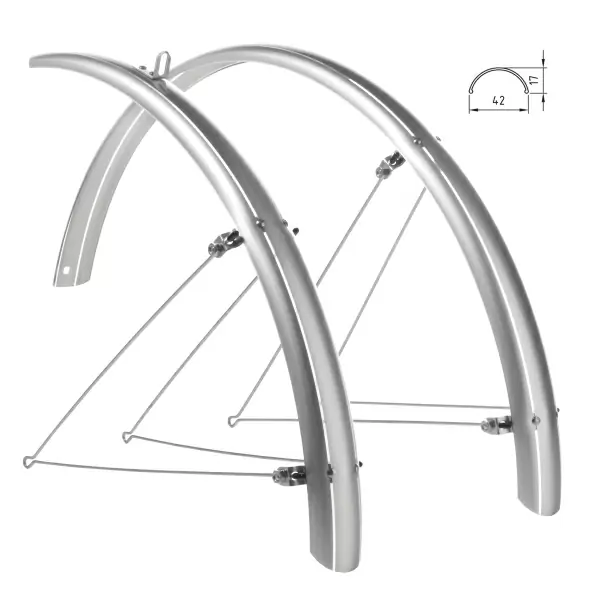 Pair of fenders 28'' 42mm width Cristina clamps silver #1
