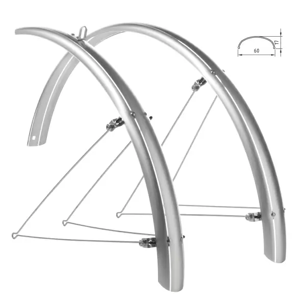 Pair of fenders 26'' 60mm width Cristina clamps silver #1