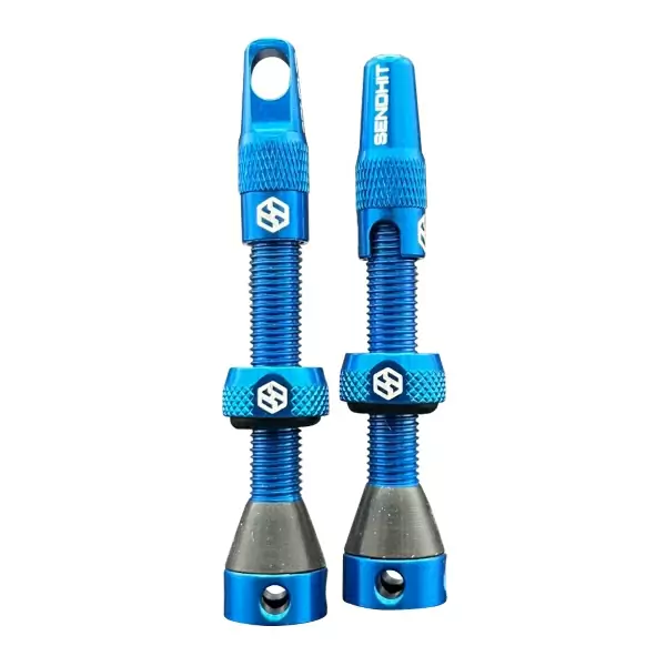 Pair of Tubeless 44mm Valves Compatible With Inserts Blue #1