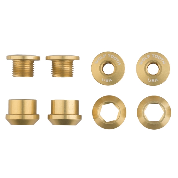 Kronenschrauben- und Muttern-Set, 6 mm, M8 x 0,75, Gold, 4 Stück