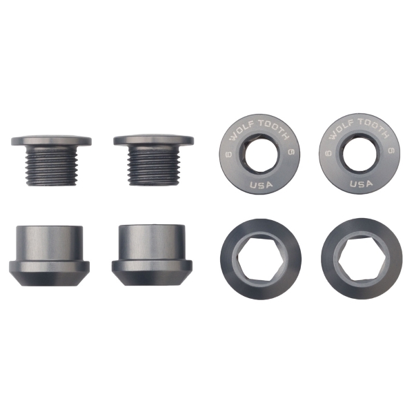 Kit de Parafusos e Porcas Coroa 6mm M8x0,75 Cinza 4pcs