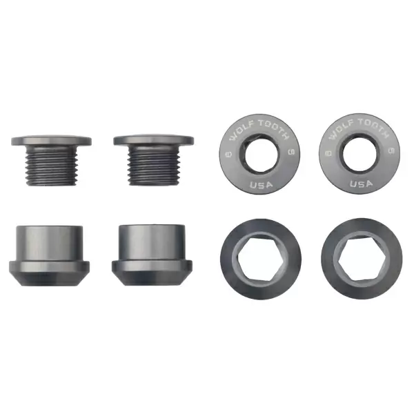 Kit de Parafusos e Porcas Coroa 6mm M8x0,75 Cinza 4pcs - image