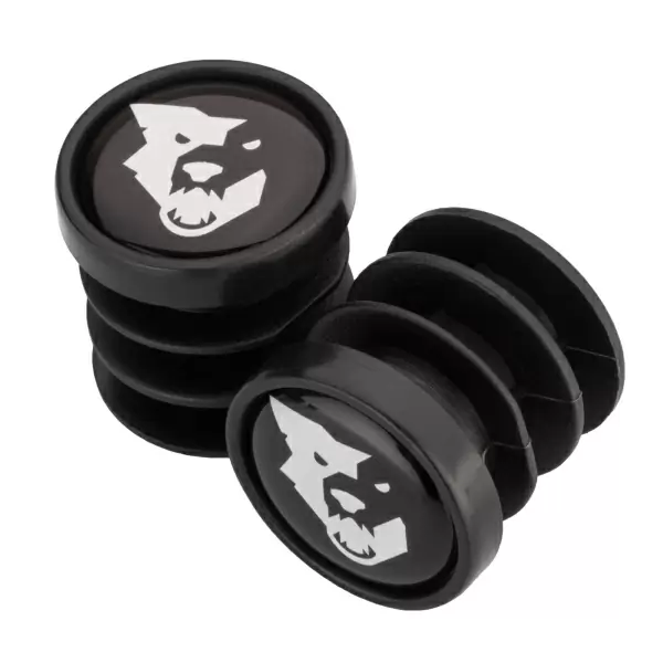Pair of Bar End Plug Grip Caps Black - image