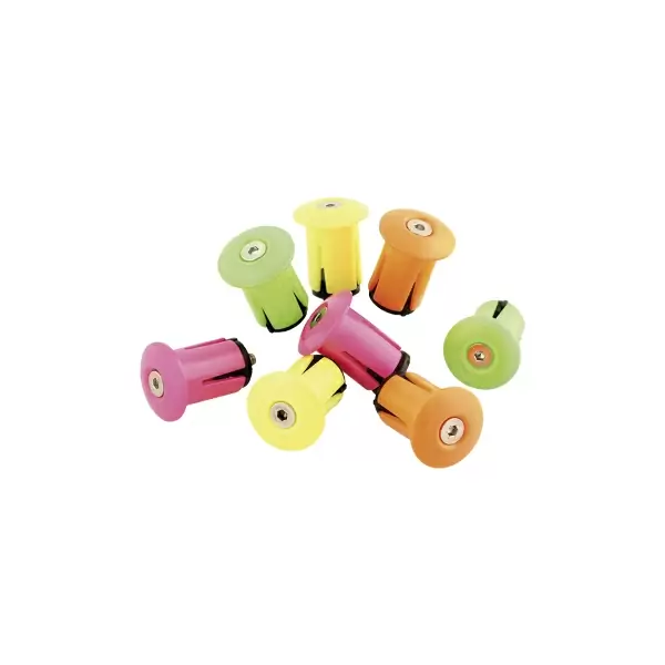 Pair handlebar end plugs neon yellow with expander #1