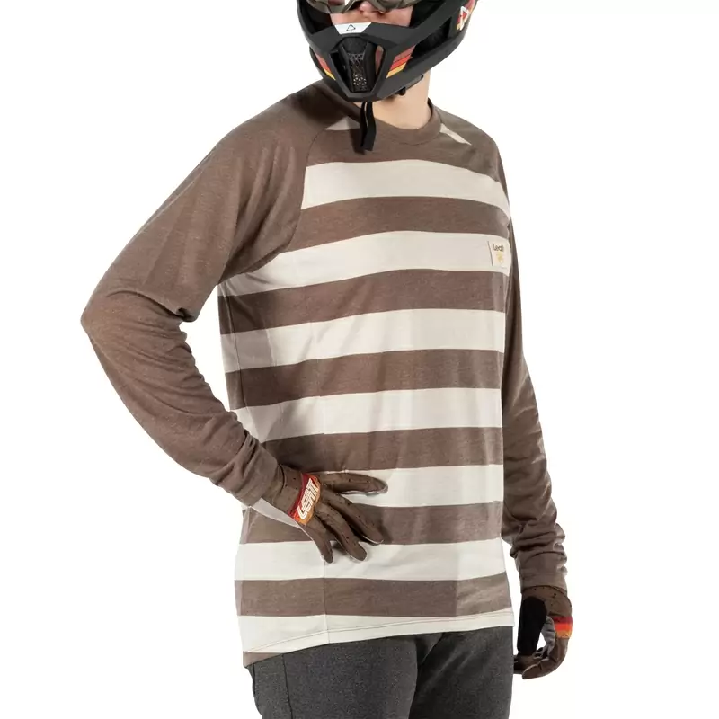 MTB Gravity 2.0 Long Sleeve Jersey Brown/White Size S #4