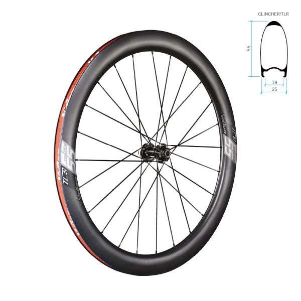 SC 55 Juego de ruedas con freno de disco Clincher Tubeless Ready Cuerpo con bloqueo central XDR 12v