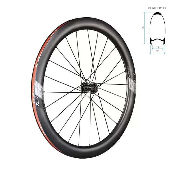 SC 55 Juego de ruedas con freno de disco Clincher Tubeless Ready Cuerpo con bloqueo central XDR 12v - image