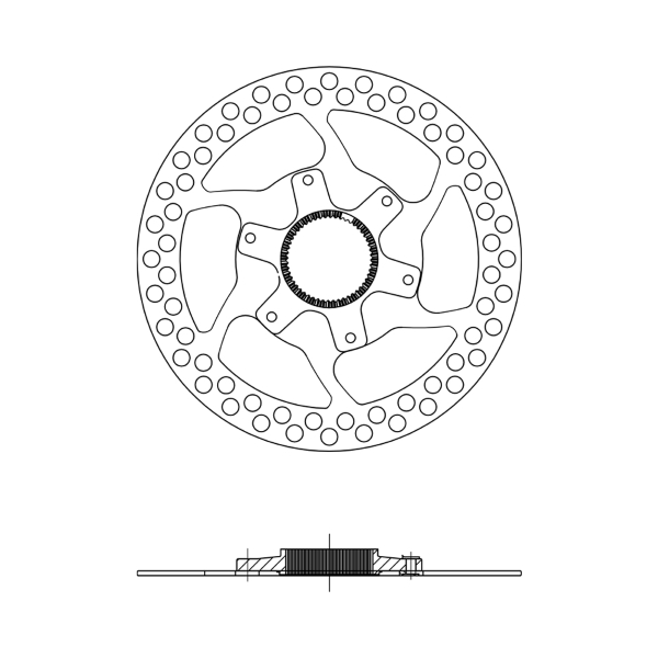 Center Lock Disco REDONDEADO ESPESOR 1,8 MM sin anilla 140 mm plata